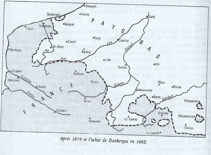 Frontière après 1569 et l'achat de Dunkerque en 1662